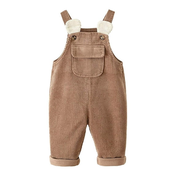 Byoo Newborn Boys Corduroy Overalls Solid Color Pocket Baby Soft Jumpsuit Trousers Children Casual Cozy Romper Pants