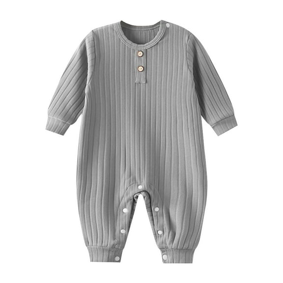 Byoo Boys Outfits Solid Color Ribbed Long Sleeve Baby Warm Romper Clothing Set Comfy Unisex Jumpsuit Outfits