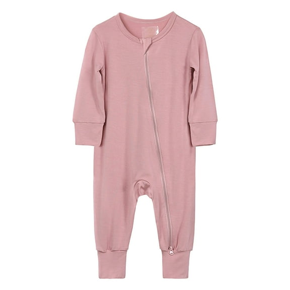 Byoo Boys Solid Outfit Set Long Sleeve Zipper Footless Baby Rompers Sleepwear Soft Comfy Jumpsuit Loungewear
