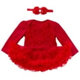 thumbnail image 1 of Byoo Newborn Girl Tutu Dresses Carnival Solid Color Full Sleeve Lace Fluffy Mini Dress with Flower Headband Kids Sweet Clothes, 1 of 4