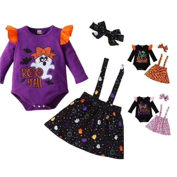 Byoo Newborn Girl's Halloween Tiered Tulle Dress Sleeveless Spaghetti Strap Dresses Headband Wand Outfit Set,Orange