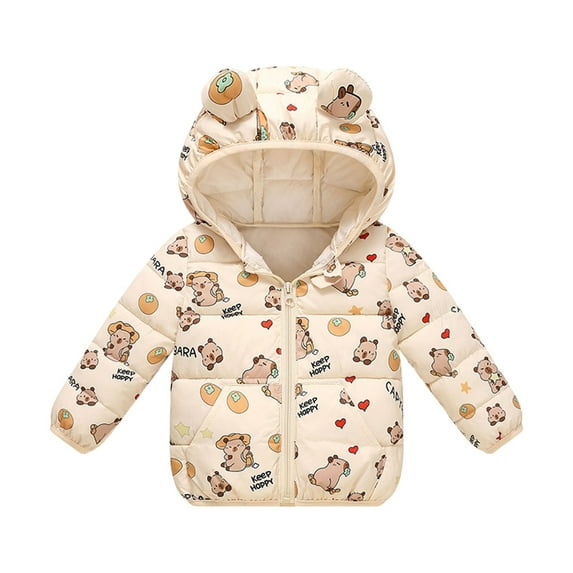 Byoo Newborn Girls Down Coat Warm Cute Floral Print Hooded Zip Up Padded Puffer Jacket Outerwear Winter Cloth