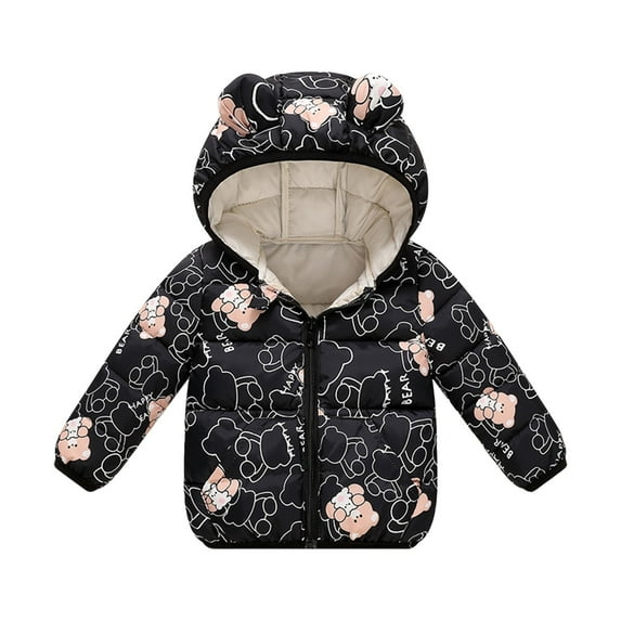 Byoo Newborn Girls Down Coat Warm Cute Floral Print Hooded Zip Up Padded Puffer Jacket Outerwear Winter Cloth