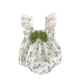 thumbnail image 1 of Byoo Girls Floral Print Ruffle Romper with Bow Casual Sleeveless Summer Outfit Set, 1 of 8