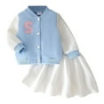 thumbnail image 1 of Byoo Newborn Girls Outfits Varsity Bomber Jacket and Skirt Casual Sports Clothing Set, 1 of 8
