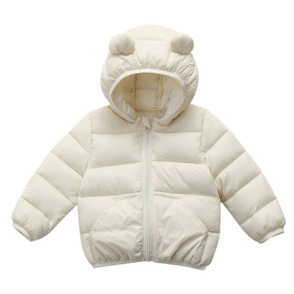 Byoo Newborn Girls Puffer Jacket Solid Hoodie Zip Up Warm Coat Baby Winter Windproof Lightweight Clothes