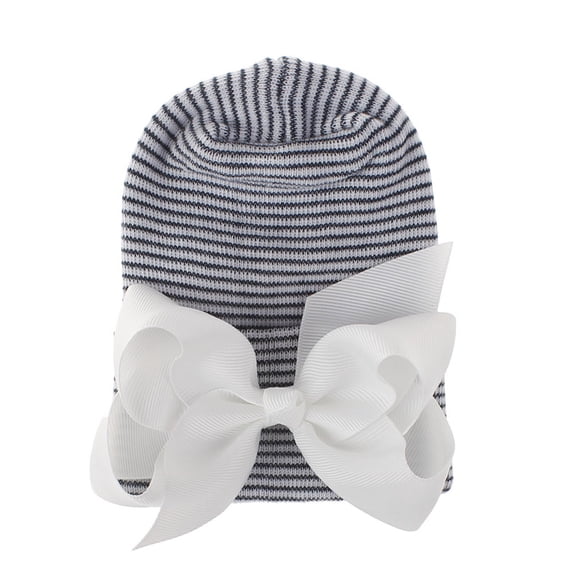 Byoo Girls Soft Beanie Large Bow Accent Striped Pattern Daily Caps