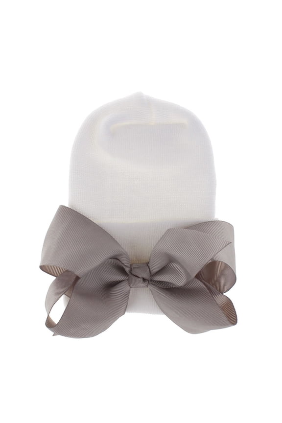 Girls Soft Beanie Large Bow Accent Striped Pattern Daily Caps