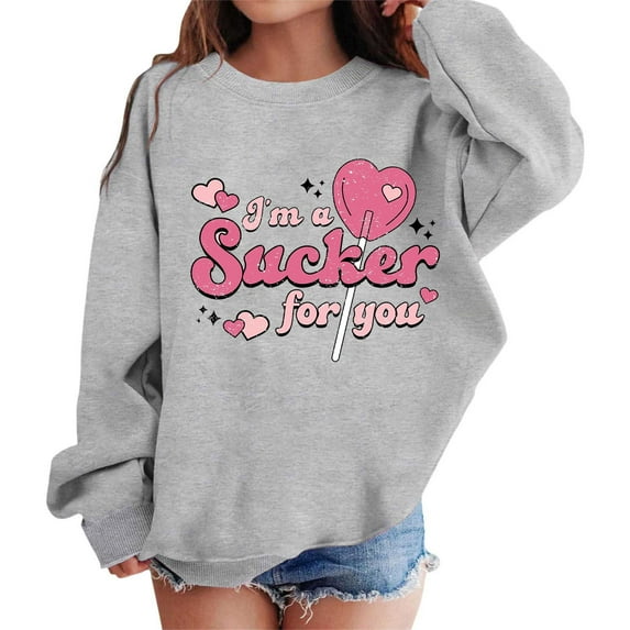 Byoo Oversized Little Girls' Sweatshirt Valentine Day Letter Graphic ...