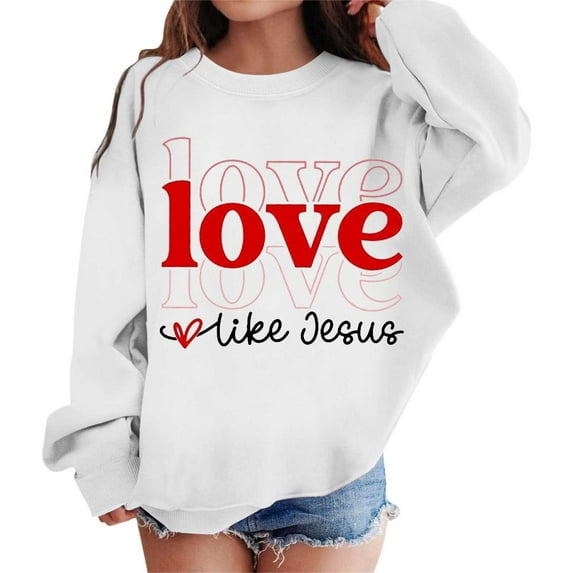 Byoo Oversized Sweatshirt for Little Girl Valentine Cute Letter Graphic Crewneck Long Sleeve Pullover Tops Sport Daily Clothes