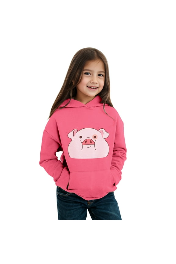 Pig Print Hoodie for Toddler Girls Long Sleeve Hoody Top Clothes Kids Winter Soft Active Kids Sweatshirt