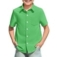 thumbnail image 1 of Byoo Red Solid T Shirt for Tween Boy Short Sleeve Button Down Shirt with Pockets Casual Daily T-Shirt for Kids, Green, 1 of 5