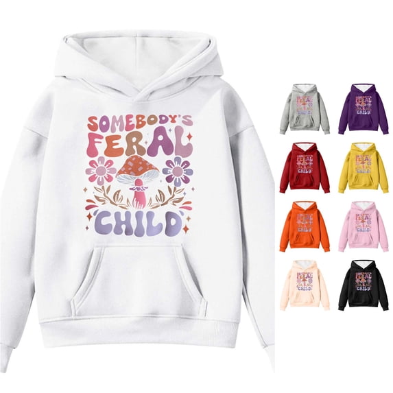 Byoo Retro Graphic Hoody Sweatshirt for Big Girls Long Sleeve Mushroom Floral Printed Hoodies Play Daily Pullovers,White