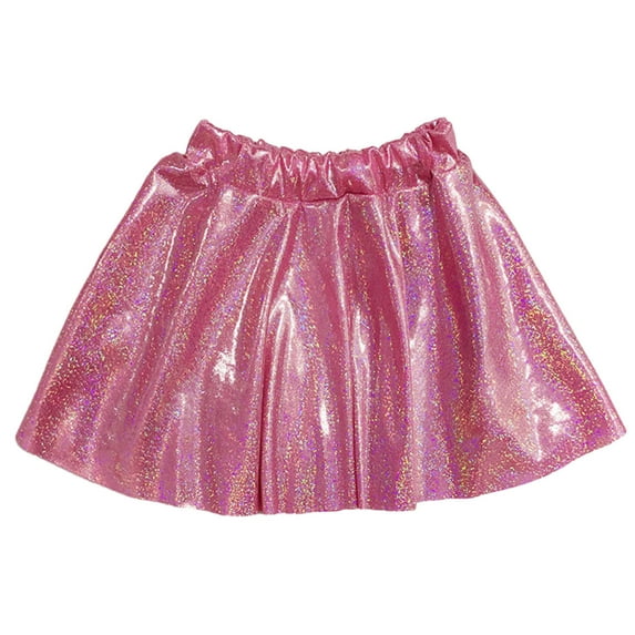 Byoo Skirt for Toddler Girls Solid Color Elastic High Waisted Dance Skirts Kids Holiday Party Sequin Pleated Skirts