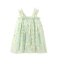 thumbnail image 1 of Byoo Sleeveless Sundress for Toddler Girls Solid Floral Tulle Kids Spaghetti Strap Dress Kids Soft Lightweight Dresses, 1 of 3