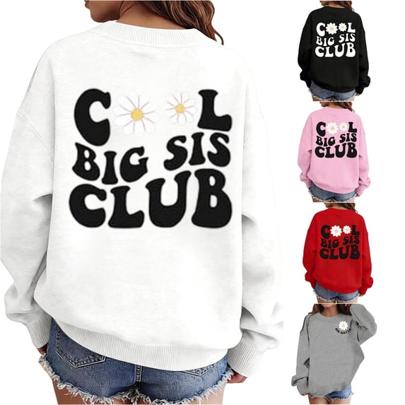 Byoo Slogan Floral Print Sweatshirt for Girls Crewneck Long Sleeve Sweatshirts Daily Sweatshirt,White