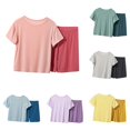 thumbnail image 1 of Byoo Smooth Sleepwear Set for Little Boy Solid Short Sleeve Crew Neck Top Elastic Waist Shorts Pjs Sets, 1 of 3