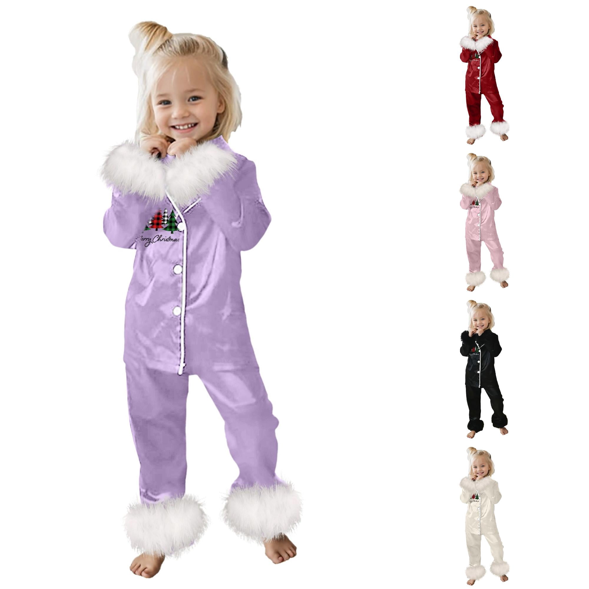 Byoo Smooth Sleepwear Set for Girl Christmas Tree Graphic Furry Long ...