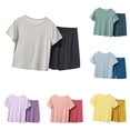 thumbnail image 1 of Byoo Smooth Sleepwear Set for Toddler Boy Solid Short Sleeve Crew Neck Top Elastic Waist Shorts Pjs Sets, 1 of 3