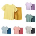 thumbnail image 1 of Byoo Smooth Sleepwear Set for Toddler Boy Solid Short Sleeve Crew Neck Top Elastic Waist Shorts Pjs Sets, 1 of 3