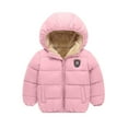 thumbnail image 1 of Byoo Solid Color Toddler Girl Puffer Jacket Full Zip Padded Hooded Pocket Parka Coat Winter Cozy Soft Clothes, 1 of 3