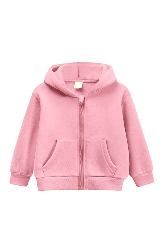 Solid Hoodie for Toddler Girl Long Sleeve Zip Up Hooded Sweatshirt for Kids Outerwear Classic Jacket,4-5T