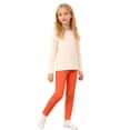 thumbnail image 1 of Byoo Solid Leggings for Big Girl Straight Leg High Rise Relaxed Slim Fit Capris Trousers Kids Soft Tights Pants,Orange, 1 of 6