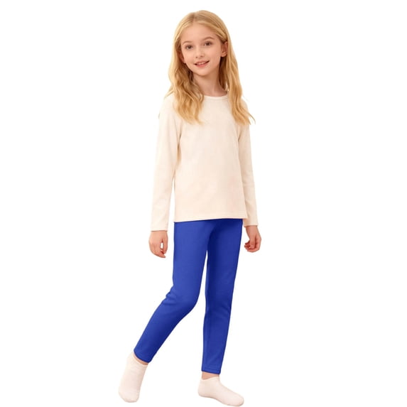 Byoo Solid Leggings for Toddler Girl Straight Leg High Rise Relaxed Slim Fit Capris Trousers Kids Soft Tights Pants
