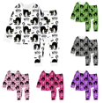 thumbnail image 1 of Byoo Spooky Halloween Sweatsuit Set for Big Girls Round Neck Black Cat Bat Stripe Print Long Sleeve Sleepwear Set Relax Nightwear Set,White, 1 of 4