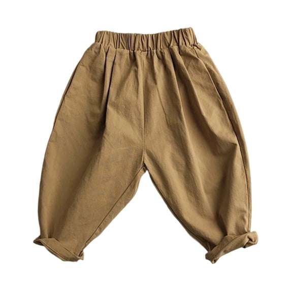 Byoo Sporty Pants for Toddler Boys Solid Color Lightweight Wide Leg Straight Fit Baggy Husky Trousers Active Comfy Jogger Pants,Khaki