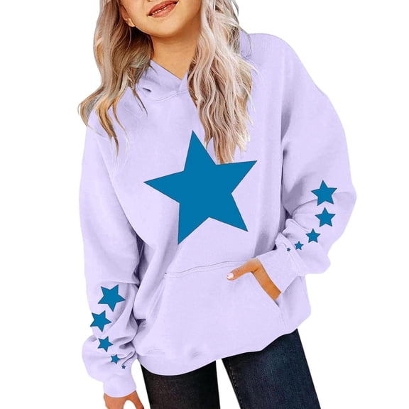 Byoo Star Graphic Toddler Girl Hoodie Sweatshirt Long Sleeve Soft Pullovers Sweatshirt with Pocket for Child Daily Clothing