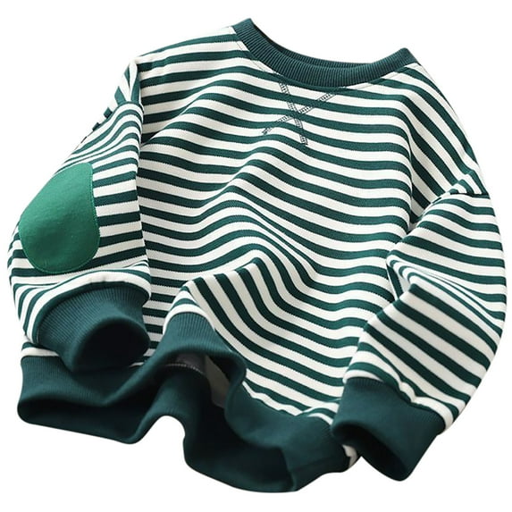 Byoo Stripe Graphic Sweatshirt for Toddler Boy Basic Soft Crew Neck Pullover Top with Full Sleeve Comfort Sweatshirts,3-4T