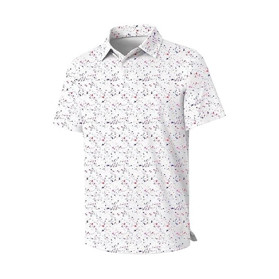 Byoo Summer Breathable Graphic Polo Shirt for Tween Boys Speckle Doodle Print Golf Athletic Short Sleeve Tops