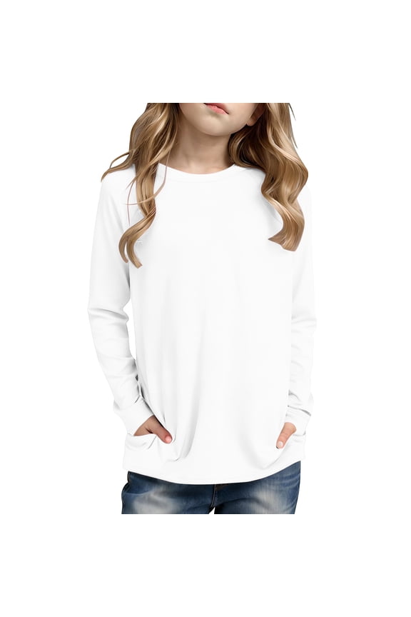 Summer Soft Tee Shirt for Toddler Girls Raglan Sleeve Pocket Casual Long Sleeve Tops
