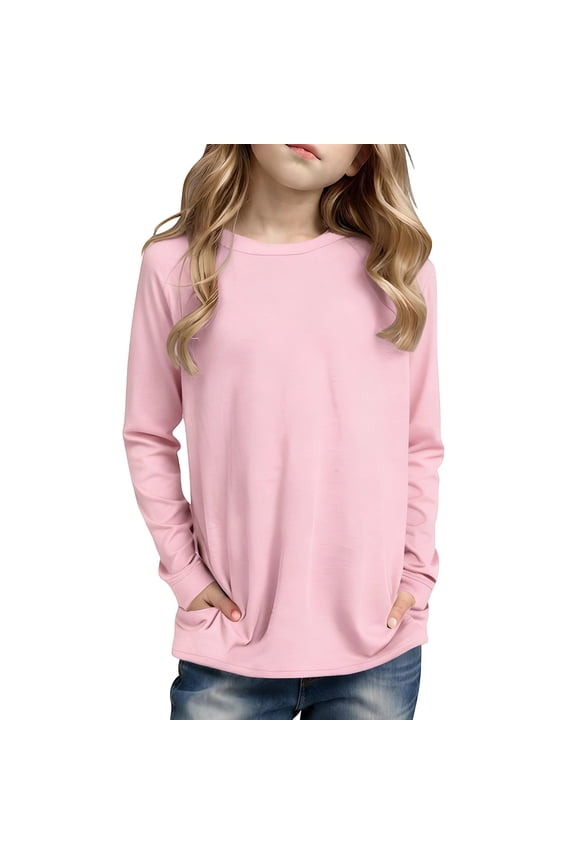 Summer Soft Tee Shirt for Toddler Girls Raglan Sleeve Pocket Casual Long Sleeve Tops
