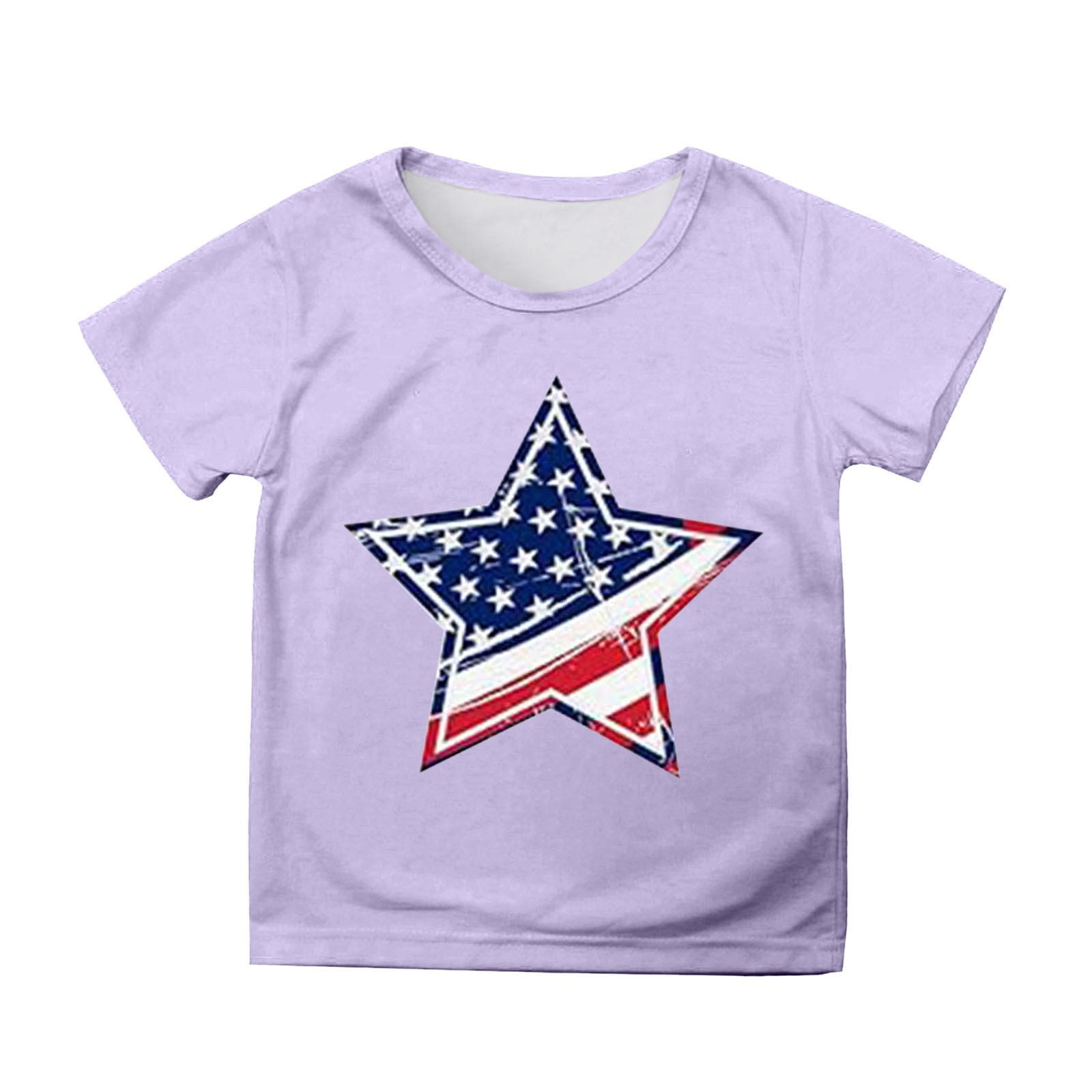 Byoo Summer Tee for Toddler Girls Patriotic USA Flag Star Graphic Short ...