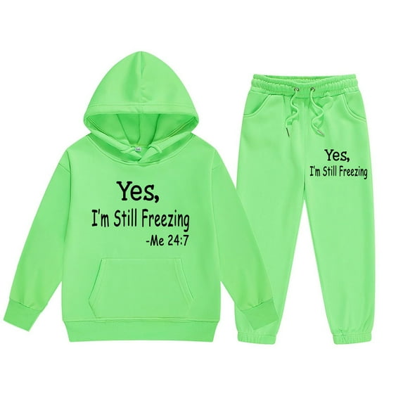 Byoo Sweatsuit Set for Toddler Girl Hooded Letter Graphic Long-Sleeve Sweatshirt with Pocket Jogger Pants Outfit Active Tracksuit Set