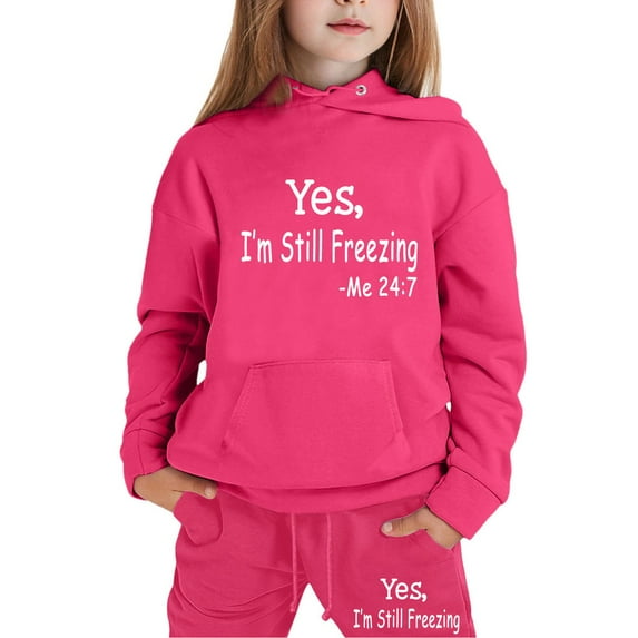 Byoo Sweatsuit Set for Toddler Girl Hooded Letter Graphic Long-Sleeve Sweatshirt with Pocket Jogger Pants Outfit Active Tracksuit Set