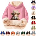 thumbnail image 1 of Byoo Boy Lined Hooded Sweatshirt Classic Cute Cow Printing Full Sleeve Unisex Hoodie Kids Winter Pullover Top,Pink, 1 of 5