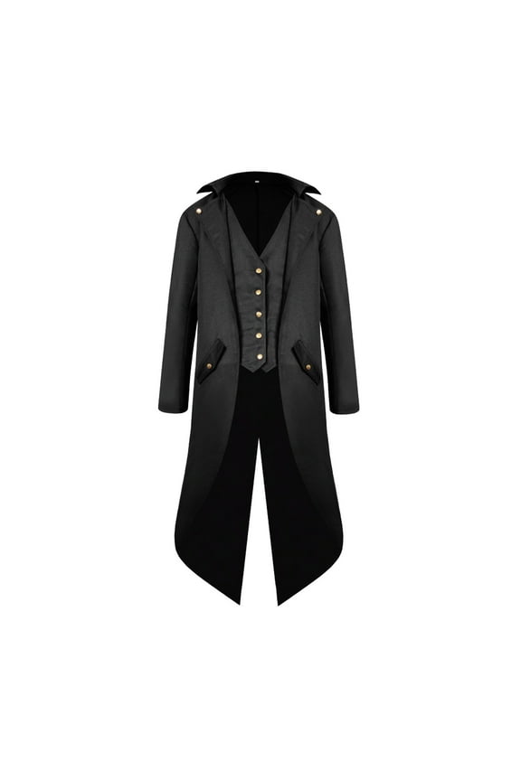 Teen Boy Tailcoat Solid Color Button Down Lapel Collar Frock Coat Children Casual Soft Long Overcoat