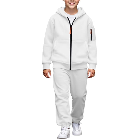 Byoo Teen Boy s Hoodie Outfits Casual Solid Color Fleece Lined Zip Up Sweatshirt Sweatpants Tracksuit Set Active Sweatsuit Set