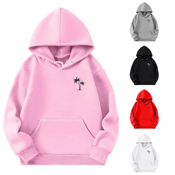 Byoo Boy's Minimal Hoodie Hooded Sweatshirt Printed Long Sleeve Daily Sweatshirt Spring Casual Hoody Sweatshirt,Pink