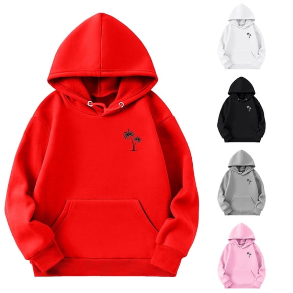 Byoo Boy's Minimal Hoodie Hooded Sweatshirt Printed Long Sleeve Daily Sweatshirt Spring Casual Hoody Sweatshirt,Red