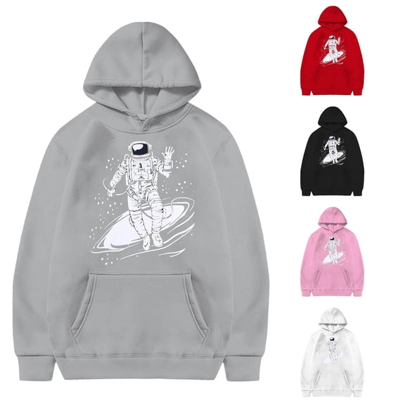 Byoo Boy's Trendy Hoodie Long Sleeve Astronaut Space Graphic Pullover School Casual Hooded Sweatshirt,Grey
