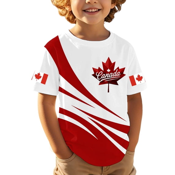 Byoo Boys Canada Print T Shirts Maple Leaf Graphic Crew Neck Short Sleeve Tee Top