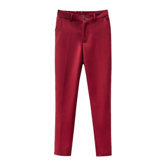 Byoo Boys' Dress Pants Formal Solid Color High Rise Straight Leg Pull-On Pants Weeding Comfortable Trousers for Kids