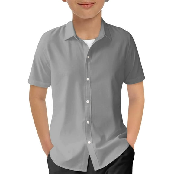 Byoo Teen Boys Shirt Stylish Solid Color Short Sleeved Button Down Casual Shirt 1PC Beach Active Top for Kids