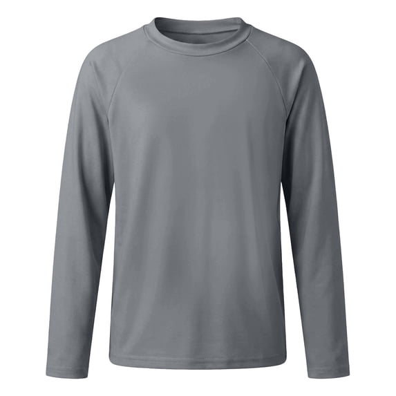 Byoo Boys UPF 50+ Quick Dry Rash Guard Long Sleeve Crew Neck Beach Pool Swim Shirt,Gray