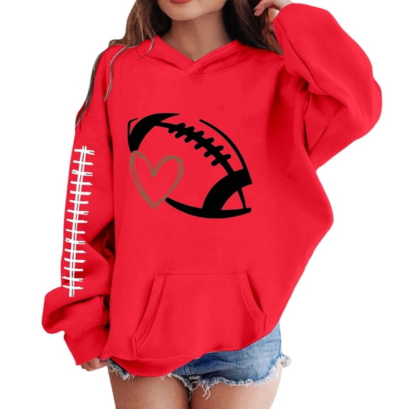 Byoo Teen Girl's Football Graphic Hoodie Soft Pullover Casual Kids Hooded Sweatshirt