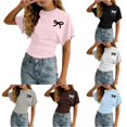 thumbnail image 1 of Byoo Teen Girl's Trendy T‑Shirt Bow Graphic Short‑Sleeve Tees Daily Tops, 1 of 4